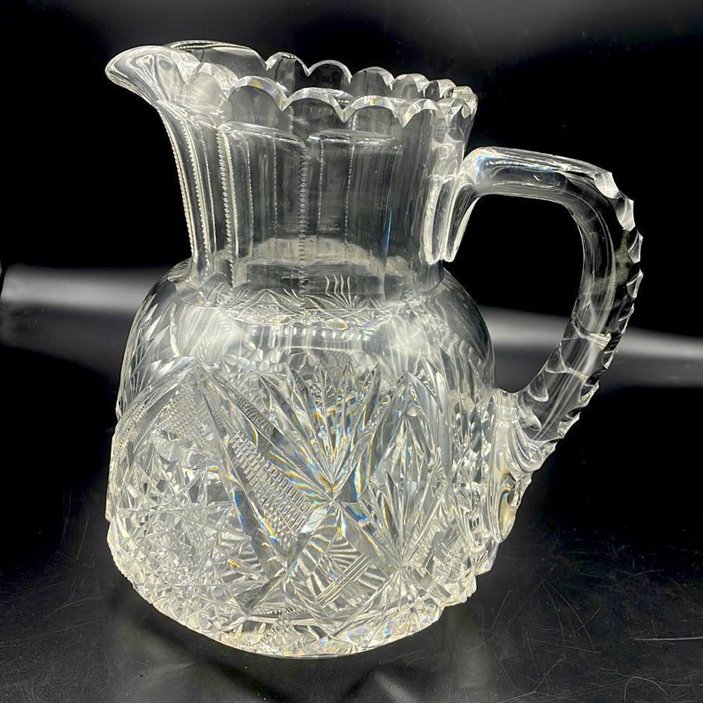 Libbey American Brilliant Cut Glass Pitcher Antique